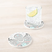 Grayscale Kaleidoscope Art Print Zandsteen Onderzetter (Zijkant)