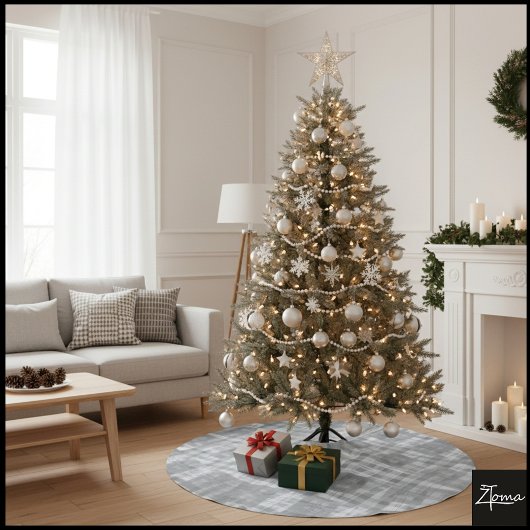 Grayscale Kaleidoscope Plaid Abstract Geometric Sy Kerstboom Rok