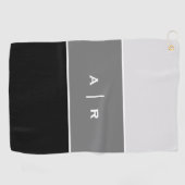 Grayscale kleurenblokmonogram golfhanddoek (Horizontaal)