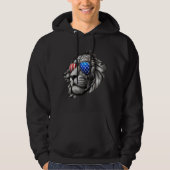 Grayscale Lion Art met Amerikaanse vlag zonnebril Hoodie (Voorkant)