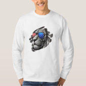Grayscale Lion Art met Amerikaanse vlag zonnebril T-shirt (Voorkant)