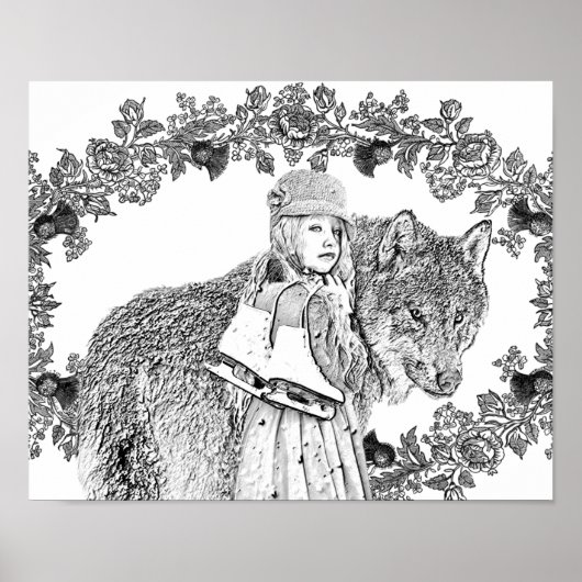 Grayscale Little Red Riding Hood Art kleuren Poster (Voorkant)