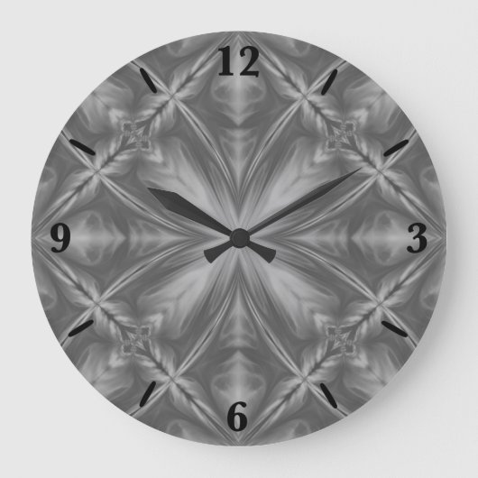 Grayscale Monochrome Cloudy Grey Abstract Patroon Grote Klok (Voorkant)