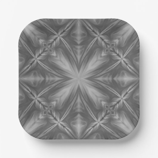 Grayscale Monochrome Cloudy Grey Abstract Patroon Papieren Bordje (Voorkant)