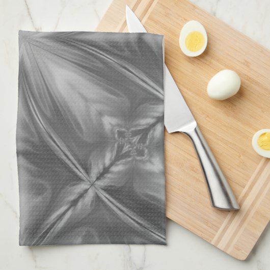 Grayscale Monochrome Cloudy Grey Abstract Patroon Theedoek (Quarter Fold)