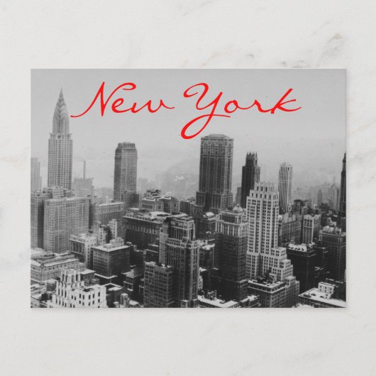 Grayscale New York City Night Briefkaart (Voorkant)