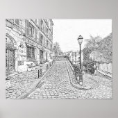 Grayscale Old Paris City Buildings Poster (Voorkant)