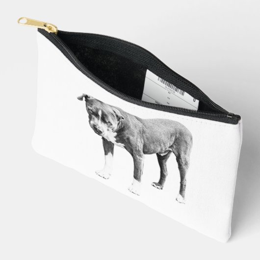 Grayscale Pit Bull Zipper Pouch Etui (Open)
