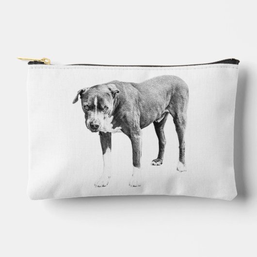 Grayscale Pit Bull Zipper Pouch Etui (Voorkant)