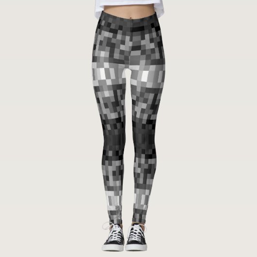 Grayscale Pixelated Leggings (Voorkant)