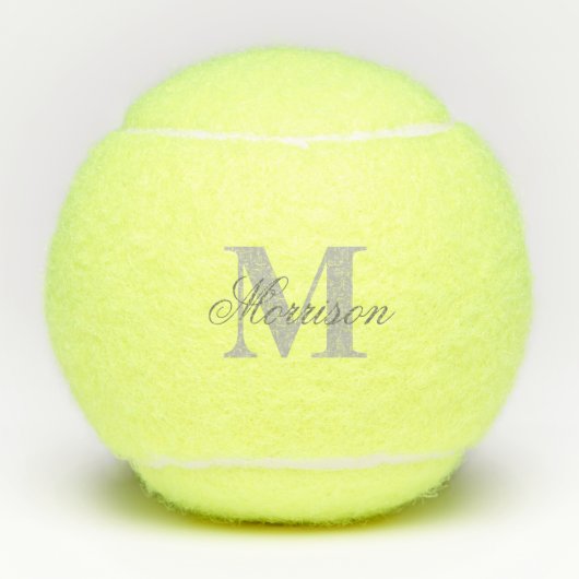 Grayscale Scripted Monogram Tennisballen (Voorkant)