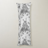 Grayscale Sprookjeskasteel met  wijngrens Lichaamskussen (Achterkant (Verticaal))