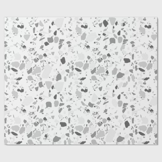 Grayscale terrazzo handgemaakt verpakkingspapier cadeaupapier (Vlak)