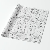 Grayscale terrazzo handgemaakt verpakkingspapier cadeaupapier (Uitgerold)