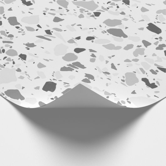 Grayscale terrazzo handgemaakt verpakkingspapier cadeaupapier (Hoek)