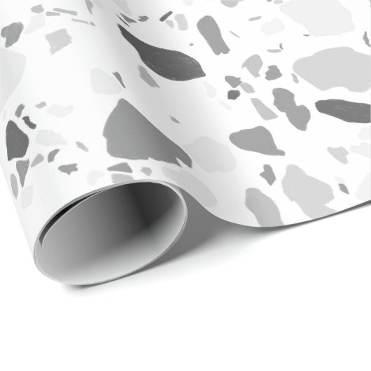 Grayscale terrazzo handgemaakt verpakkingspapier cadeaupapier (Rol Hoek)