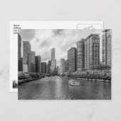 Grayscale van de Chicago River en de Trump Tower Briefkaart (Voorkant / Achterkant)