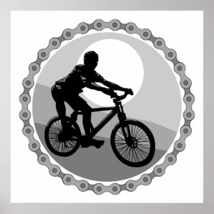 grayscale van de mountainbike poster