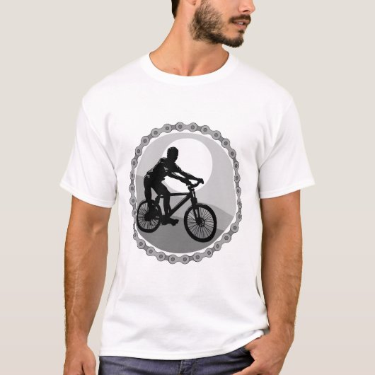 grayscale van de mountainbike t-shirt (Voorkant)