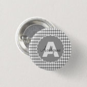Grayscale van het kaakbord met Monogram naam Ronde Button 3,2 Cm (Voorkant /achterkant)