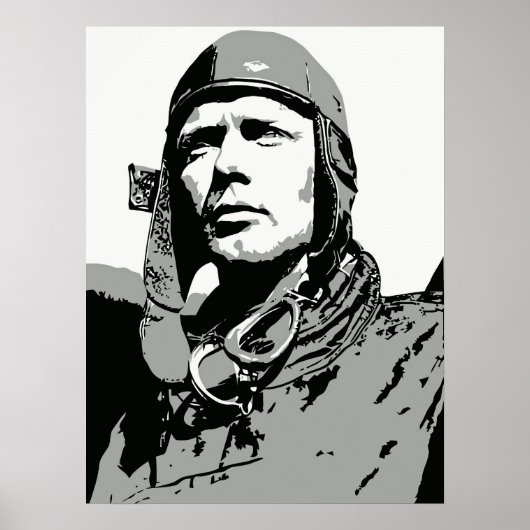 Grayscale-vectorkunst: Charles Lindbergh (18 x 24 Poster (Voorkant)