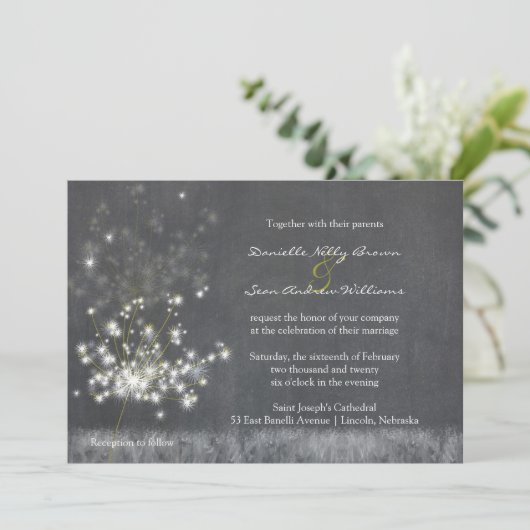 Grayscale Weddenschap in het land Dandelions Kaart (Staand voorkant)