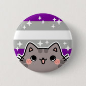 Graysexual LGBT Pride Flag Cat Button (Voorkant)