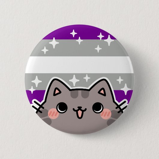 Graysexual LGBT Pride Flag Cat Button (Voorkant)