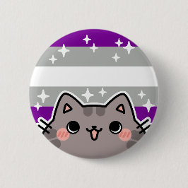 Graysexual LGBT Pride Flag Cat Button