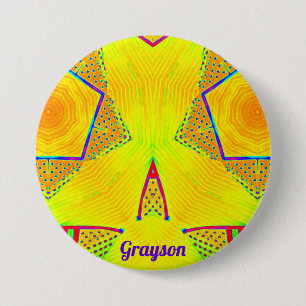 Grayson ~ tinten geel, rood, Sinaasappel, blauw, g Ronde Button 7,6 Cm