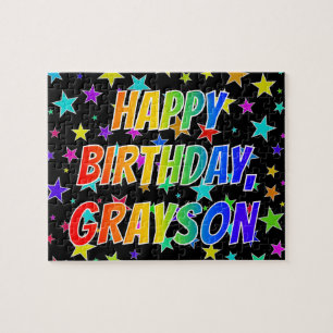 "GRAYSON" voornaam, geun "HAPPY BIRTHDAY" Legpuzzel