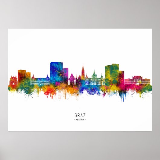 Graz Austria Skyline Poster (Voorkant)
