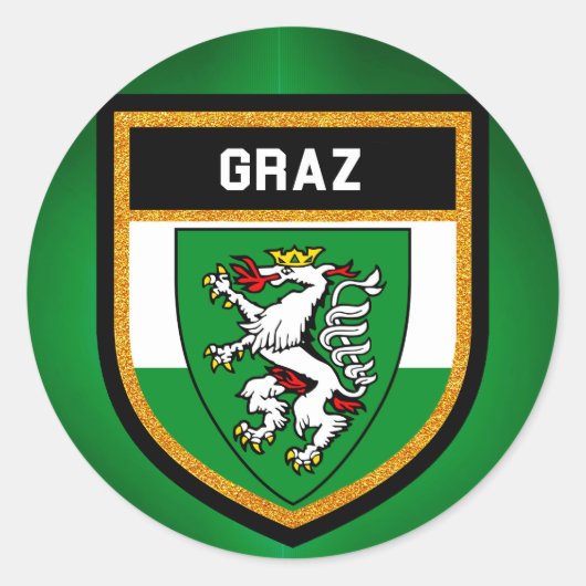 Graz Flag Ronde Sticker (Voorkant)