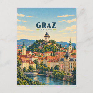 Graz Oostenrijk Vintage Reis Kunst Briefkaart