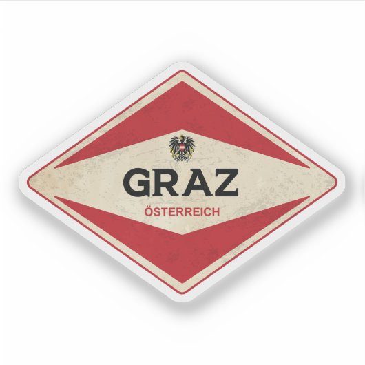 Graz Oostenrijk Vintage Sticker (Voorkant)
