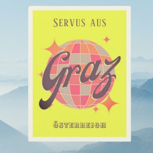 Graz Österreich Oostenrijk neon disco Briefkaart