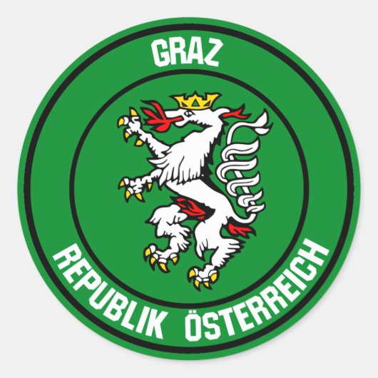 Graz Round Emblem Ronde Sticker (Voorkant)