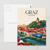 Graz Silhouette Oostenrijk Briefkaart (Voorkant / Achterkant)