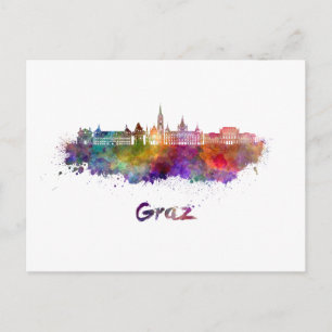 Graz skyline in waterverf briefkaart