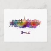 Graz skyline in waterverf briefkaart (Voorkant)