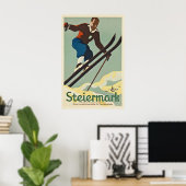 Graz Steiermark Oostenrijk Vintage Ski Poster (Thuiskantoor)