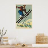 Graz Steiermark Oostenrijk Vintage Ski Poster (Keuken)