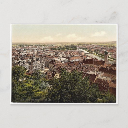 Graz, uitzicht van de Schlossberg, Stiermarken, Au Briefkaart (Voorkant)