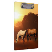 Grazende paarden bij zonsopgang klembord (Rechts)
