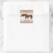 Grazende Paarden Bookplate Vierkante Sticker (Tas)