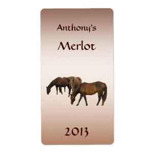 Grazende paarden Dierlijke Wijn Etiket