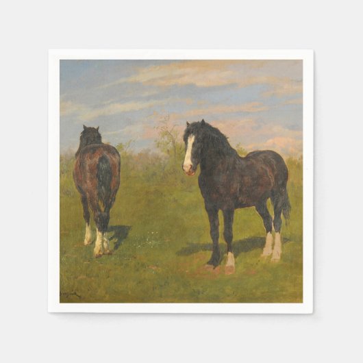 Grazende paarden (door Rosa Bonheur) Servet (Voorkant)