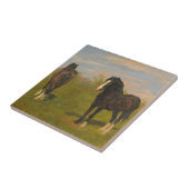 Grazende paarden (door Rosa Bonheur) Tegeltje (Zijkant)