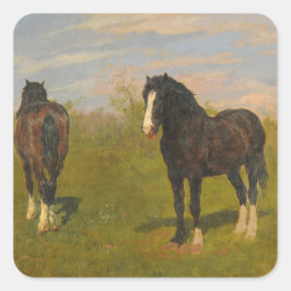 Grazende paarden (door Rosa Bonheur) Vierkante Sticker