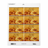 GRAZENDE PAARDEN, geel, bruine sepia Etiket (Full Sheet)